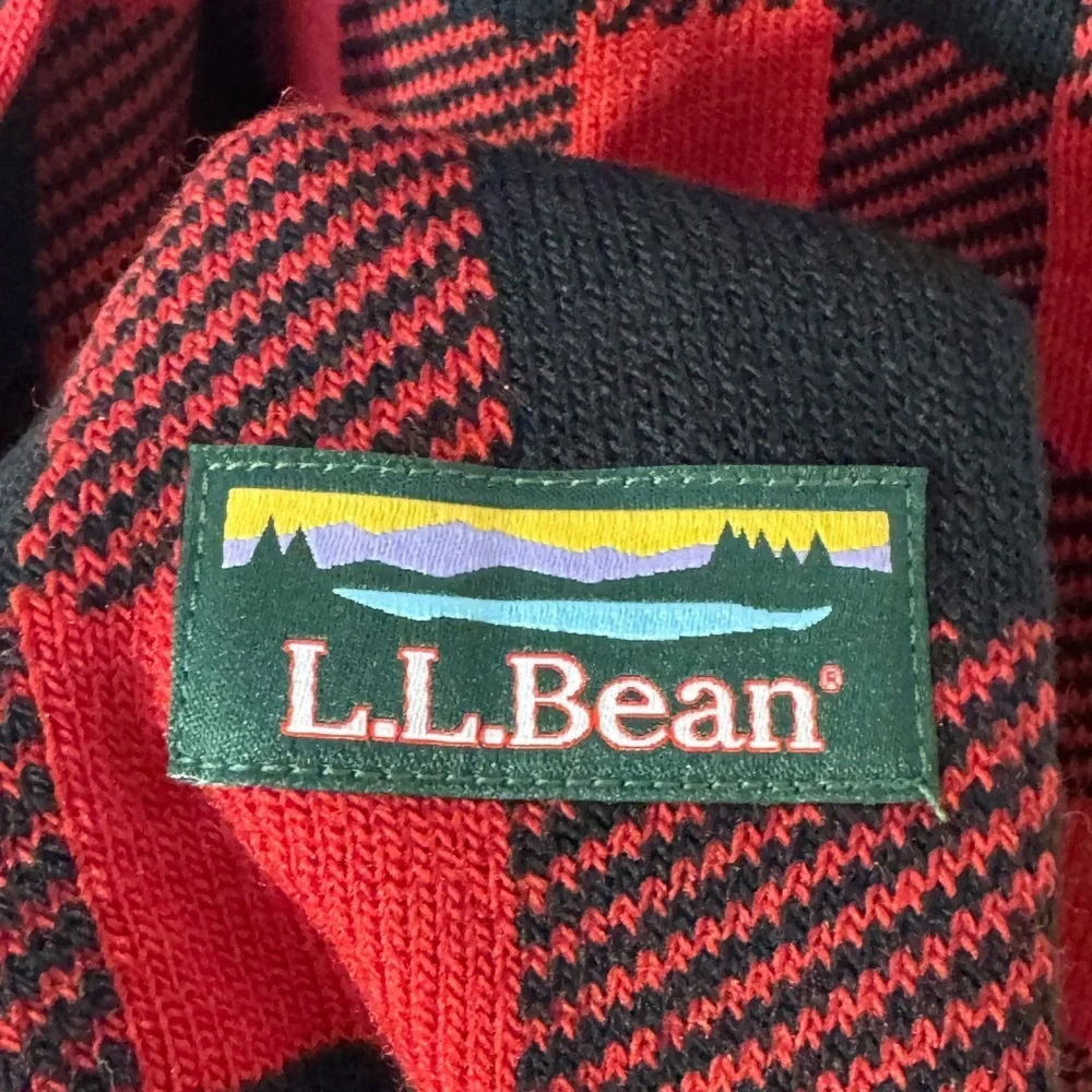 L.L. Bean Red and Black Plaid Scarf